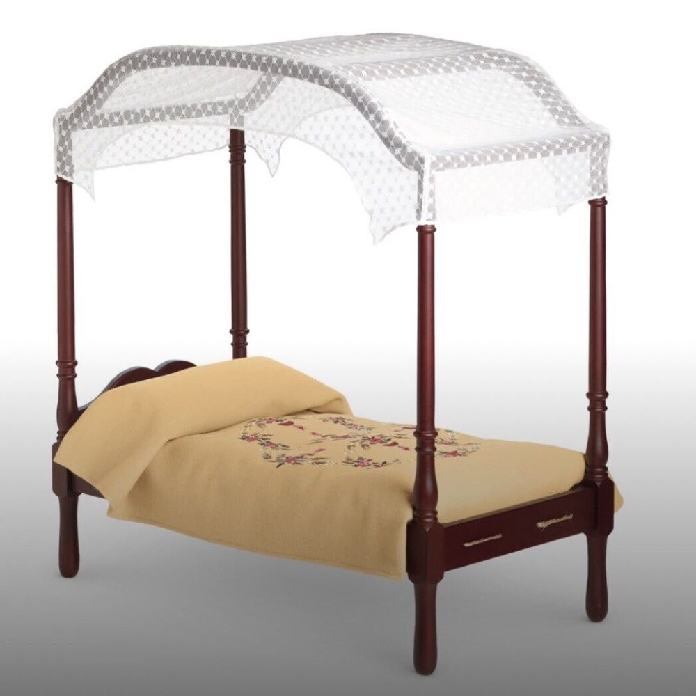 American girl Caroline’s canopy bed & bedding (brand new in original box)